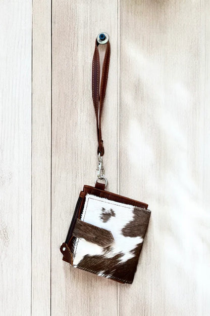 Cowhide &amp; Leather Wristlet Wallet