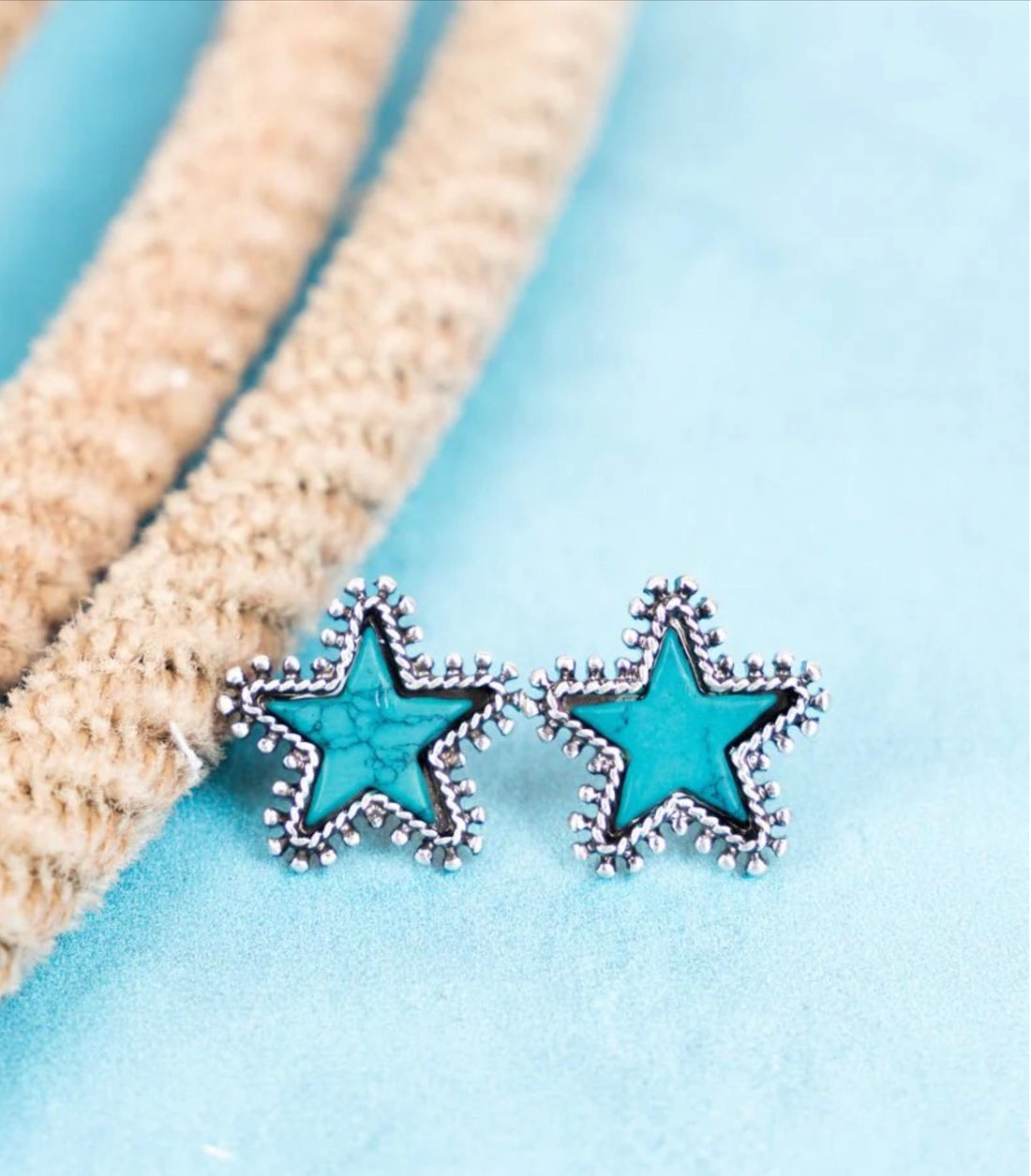 Turquoise or Fuchsia Star Stud Earrings