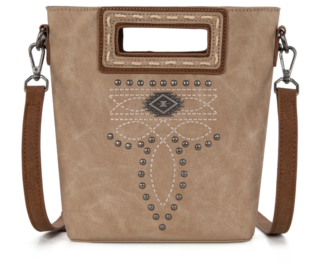 Montana West Cutout Bootstitch Embroidered Top Handle Crossbody Purse