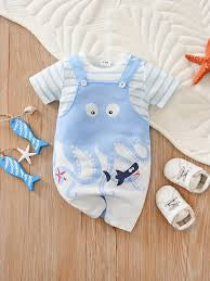 Baby’s Blue Octopus Romper