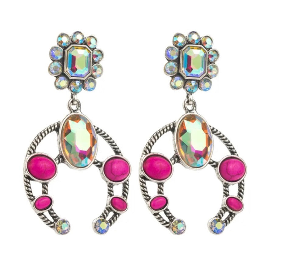 Iridescent SquashBlossom Dangle Earrings