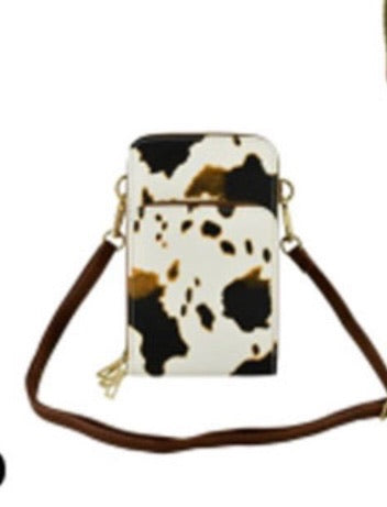 Vegan Leather 3 Pocket Crossbody Cellphone Organizer