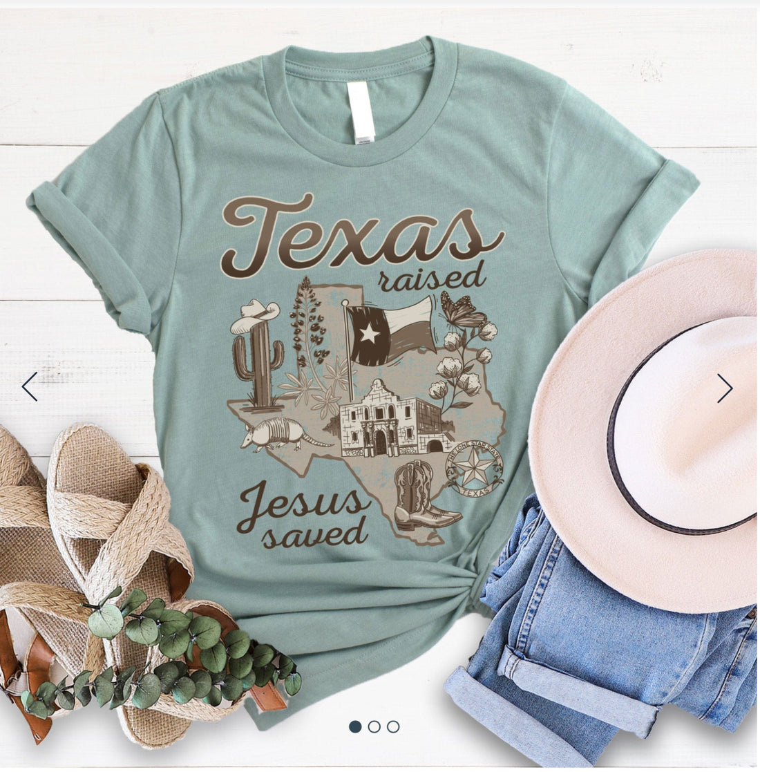 Texas Raised Jesus Saved Graphic Tee