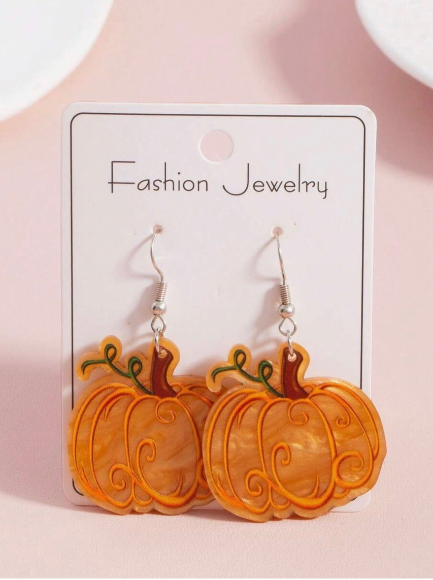 Pumpkin Resin Dangle Earrings