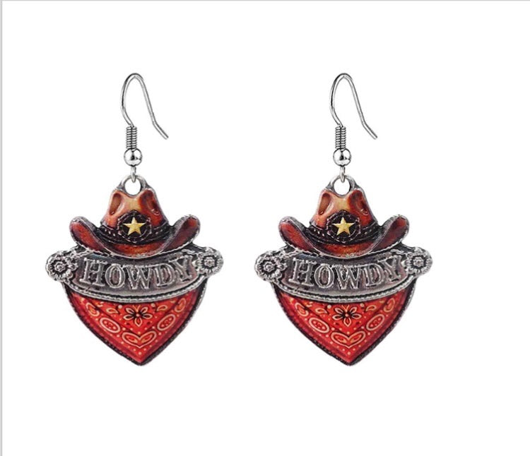 Bandana Cowboy Dangle Earrings