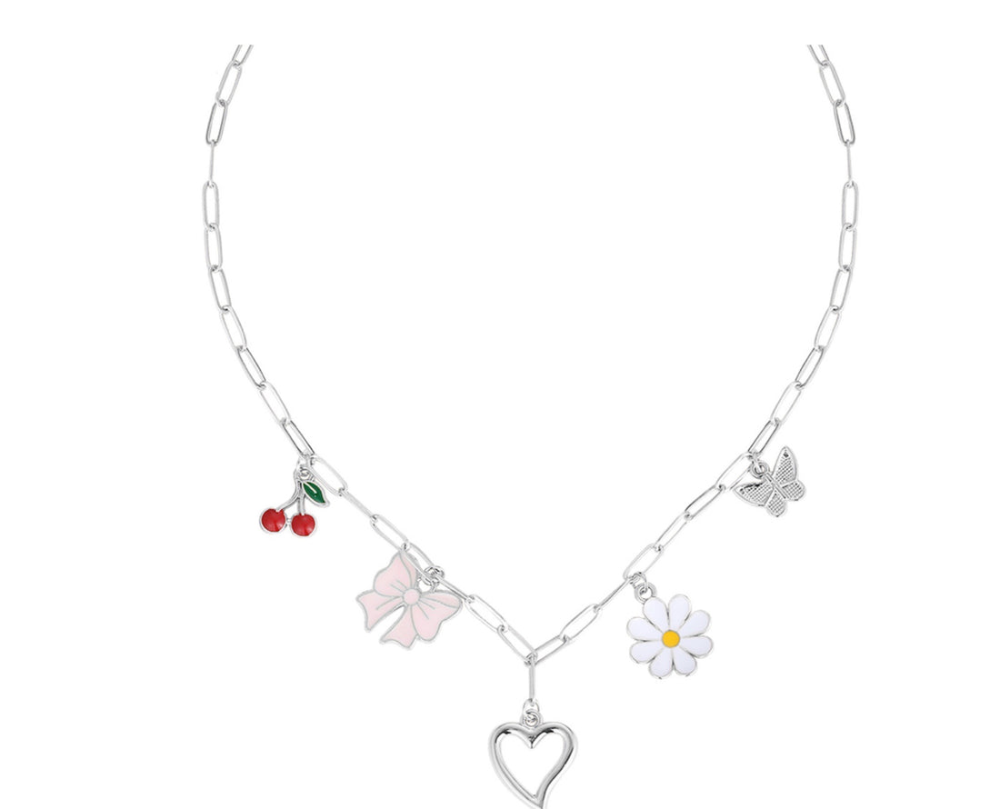 Small Spring Charm Necklace on Link Chain