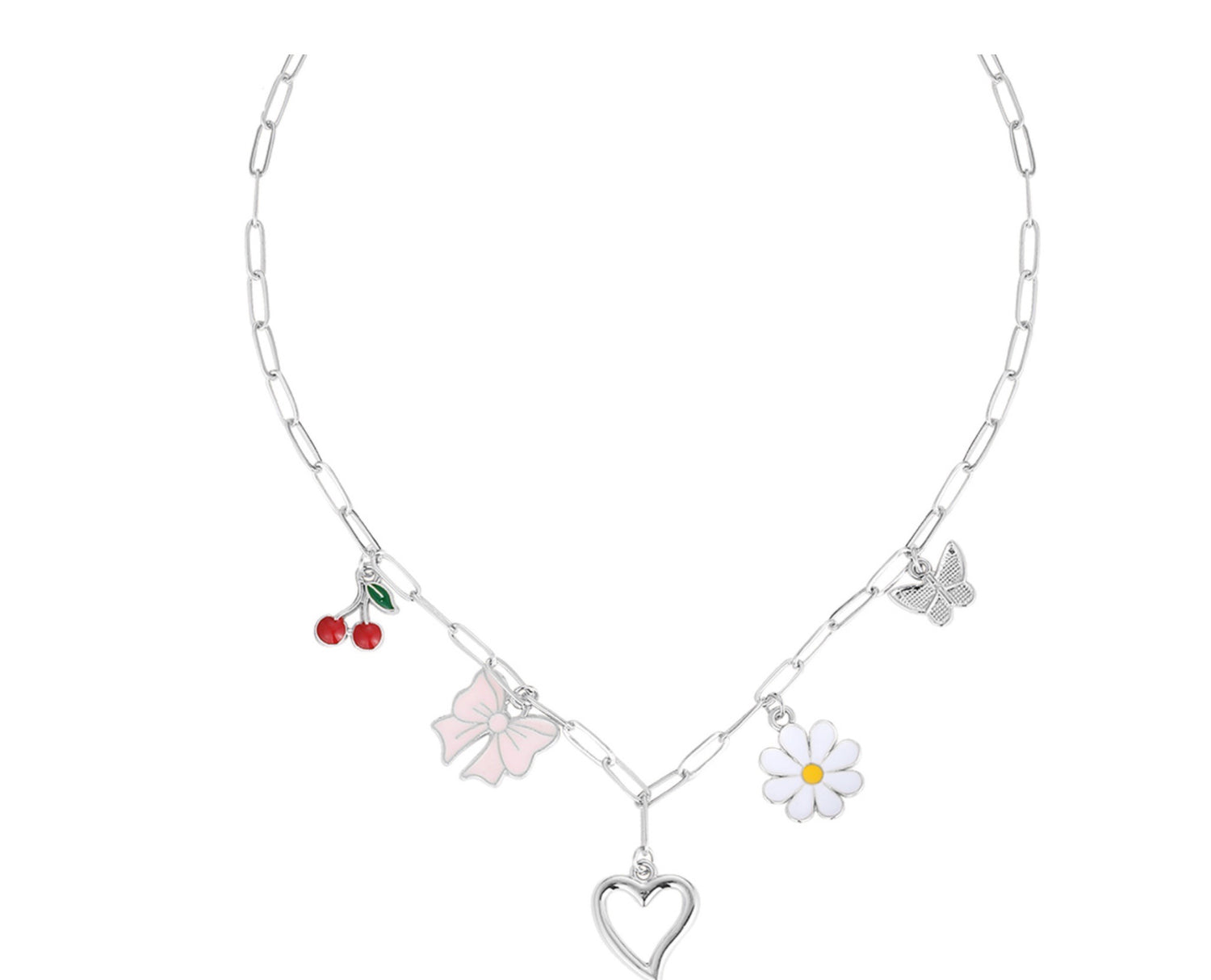 Small Spring Charm Necklace on Link Chain