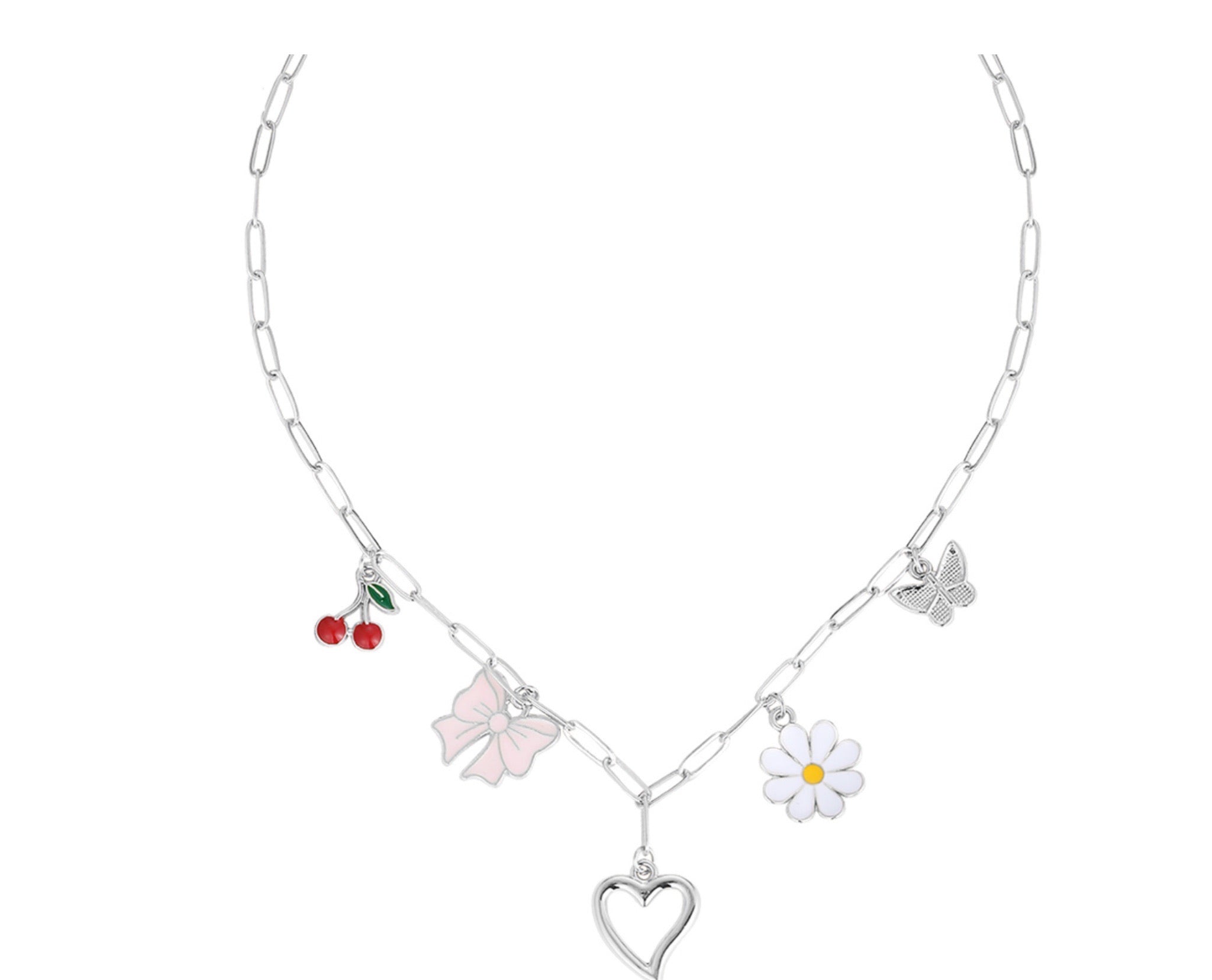 Small Spring Charm Necklace on Link Chain