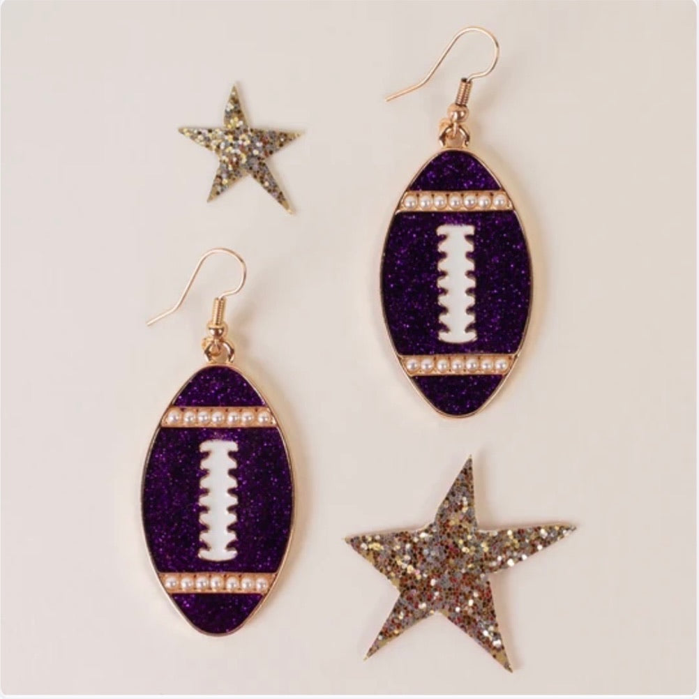 Metal Dangle Football Earrings