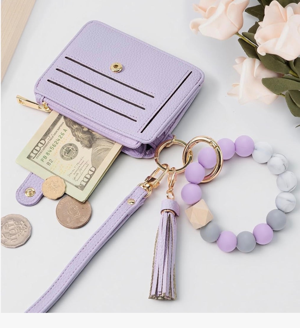 Wristlet RFID Blocking Credit Card Holding Keychain Wallet