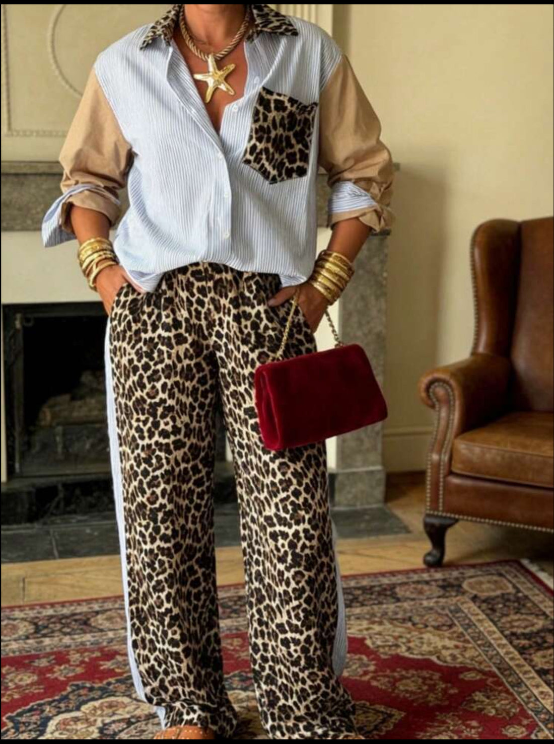 Women’s Casual Blue &amp; Leopard Print AirPort Day Set