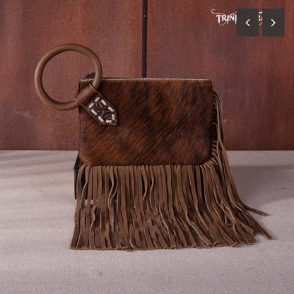 Trinity Ranch Genuine Hair-on Cowhide Wristlet Clutch Purse