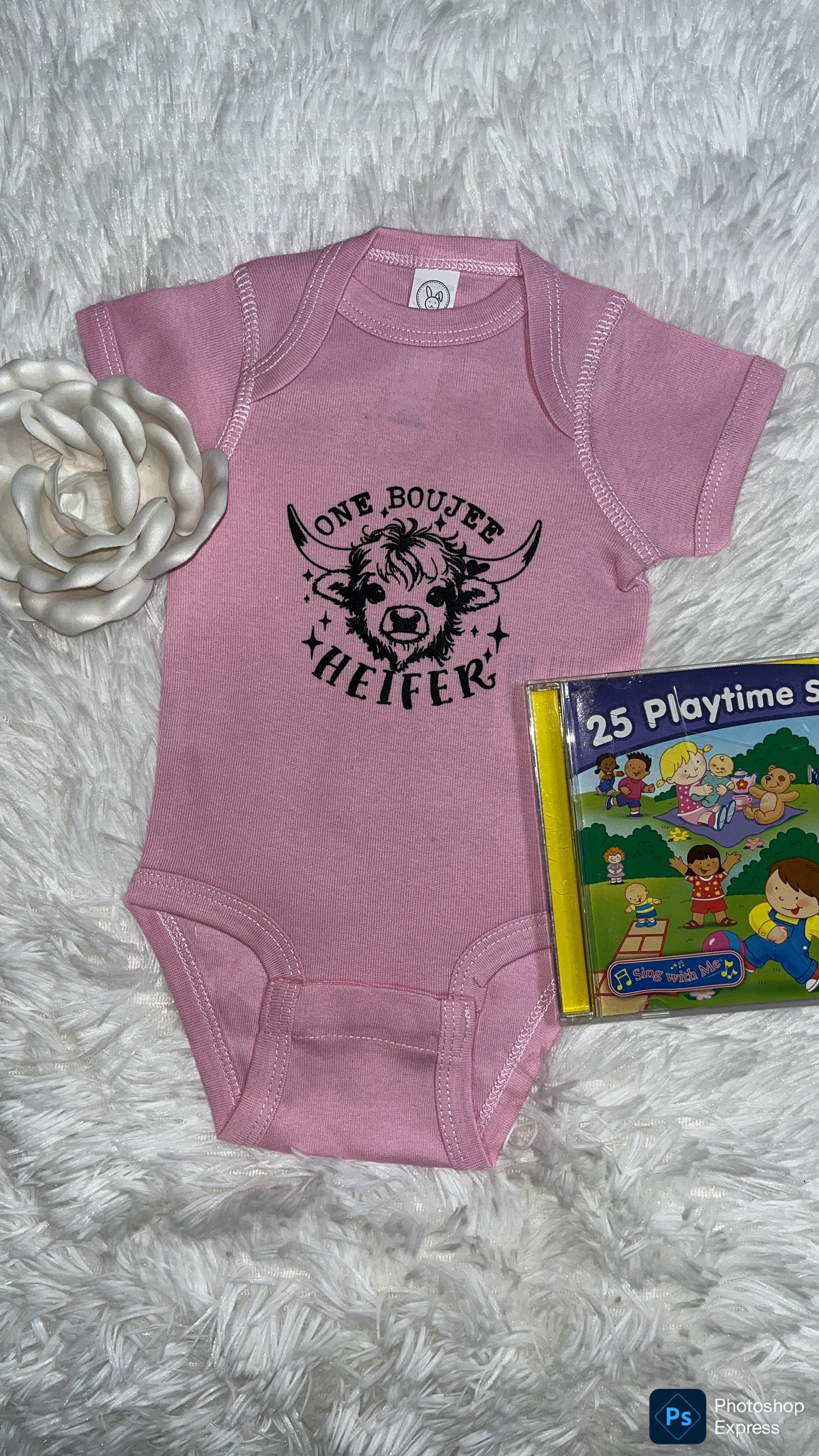 One Boujee Heifer Highland Cow Pink Onesie