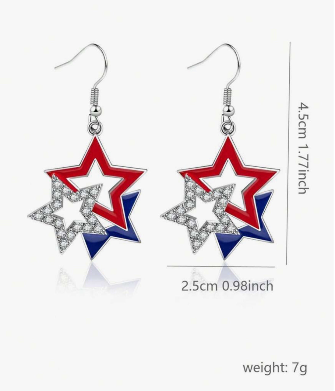 Red, White, and Blue Star Dangle Earrings
