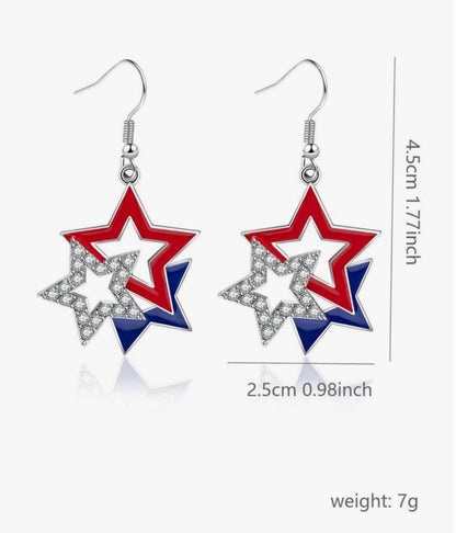 Red, White, and Blue Star Dangle Earrings
