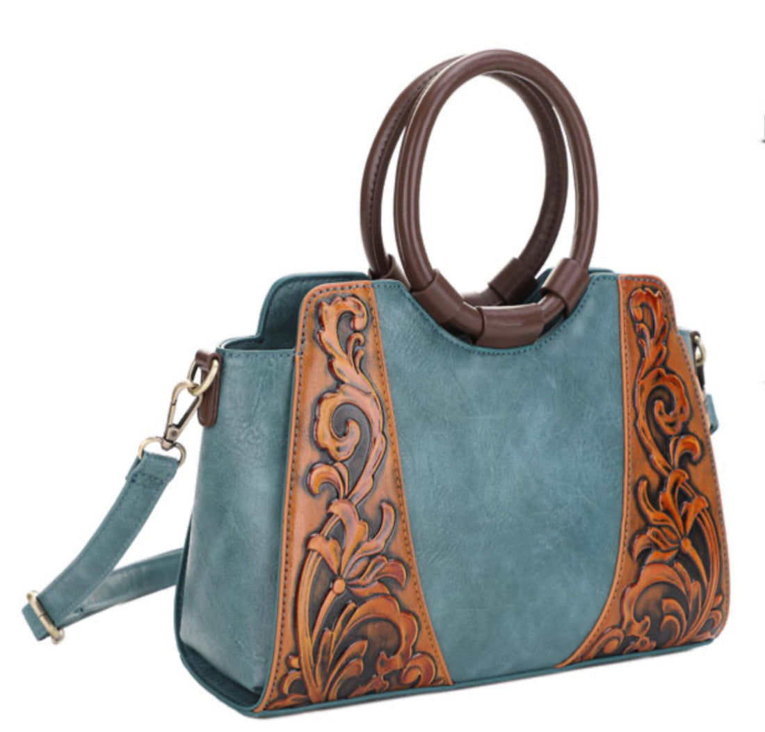 Emperia Haute Fashion Vegan Leather Western Tooled Handbag