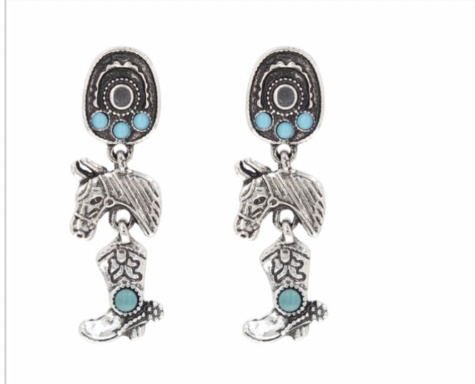 Cowboy Horse Drop Earrings