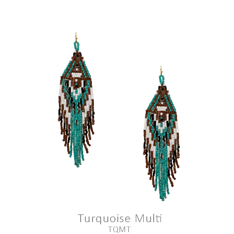 Beaded Tribal Dangle Earrings