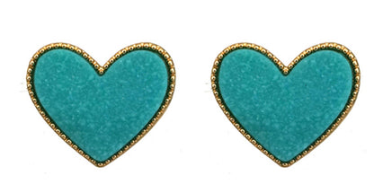 Large Druzy Heart Stud Earrings