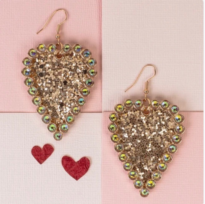 Glitter Heart Dangle Earrings