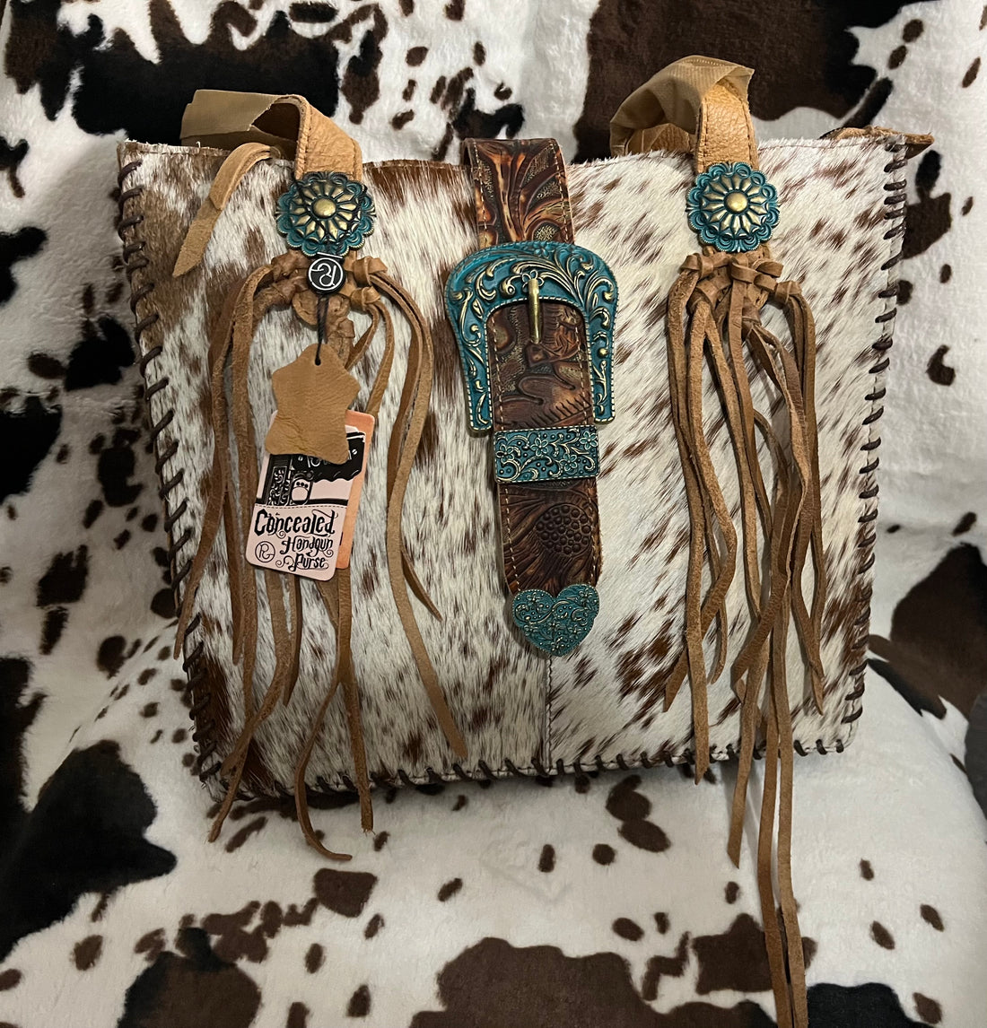 BUCKLE COWHIDE LEATHER BROWN PURSE