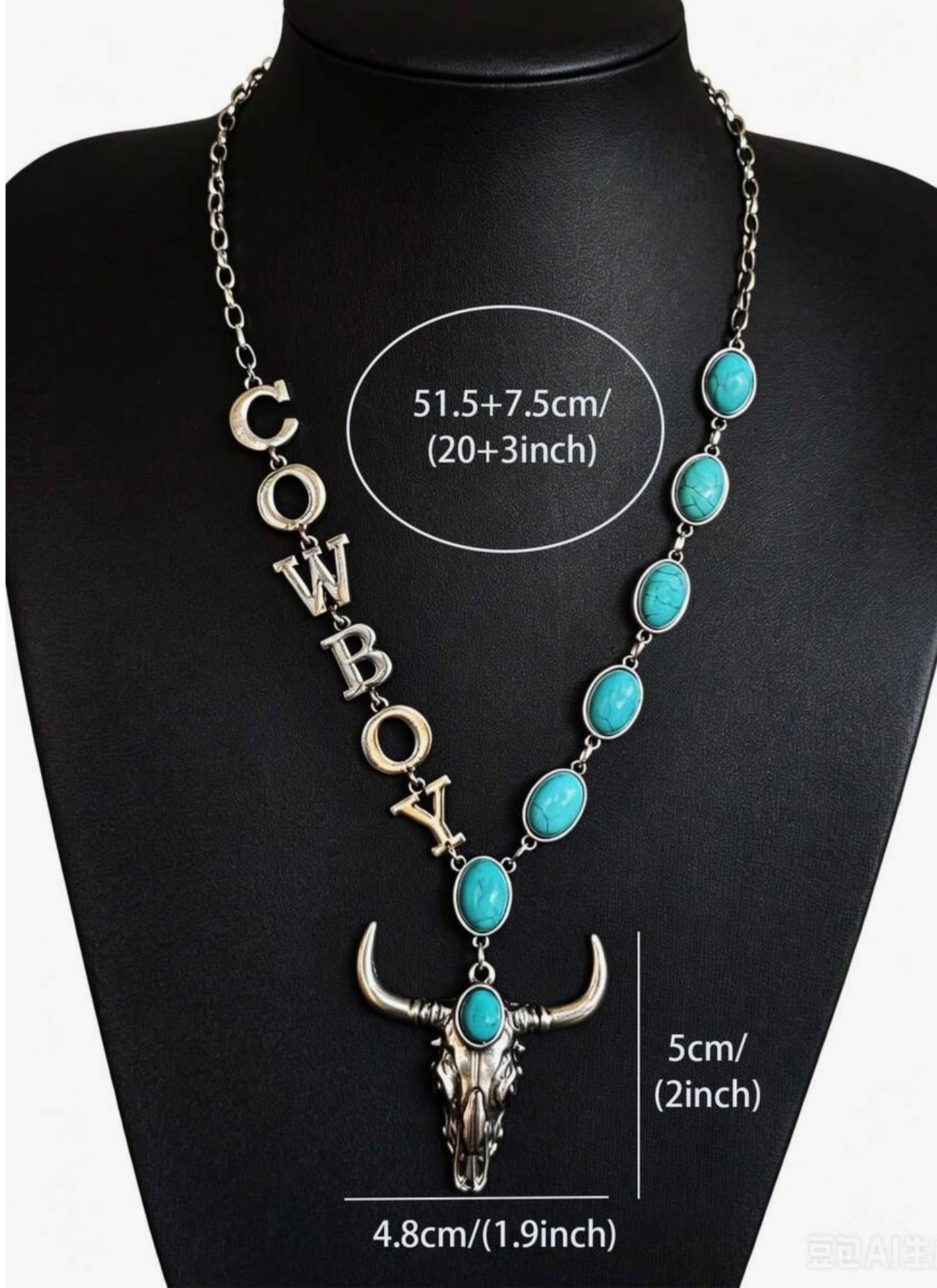 Cowboy Skull Pendant Necklace