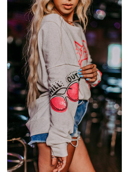 Chill out Tiger Sequin Embroidery Sweatshirt