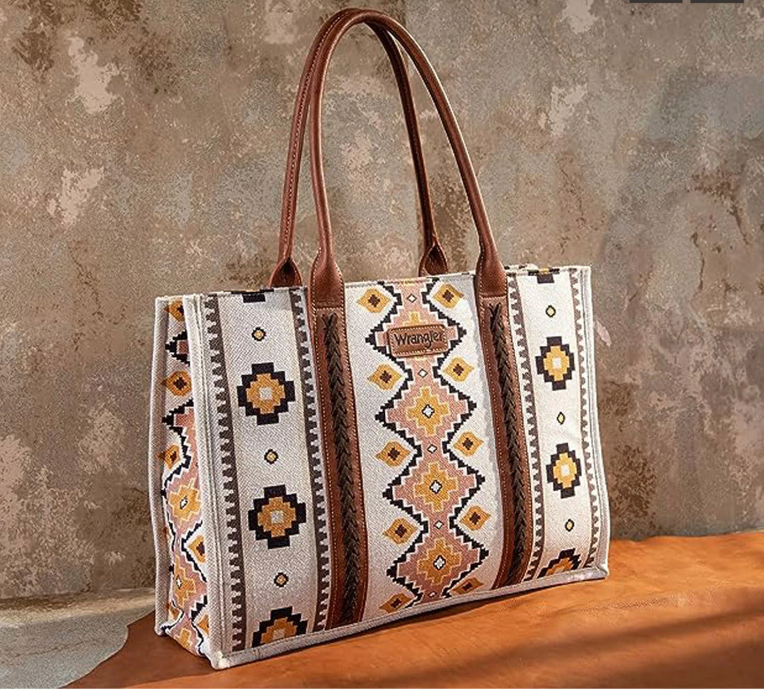 Wrangler Southwestern Dual Sided Print Canvas Tote
