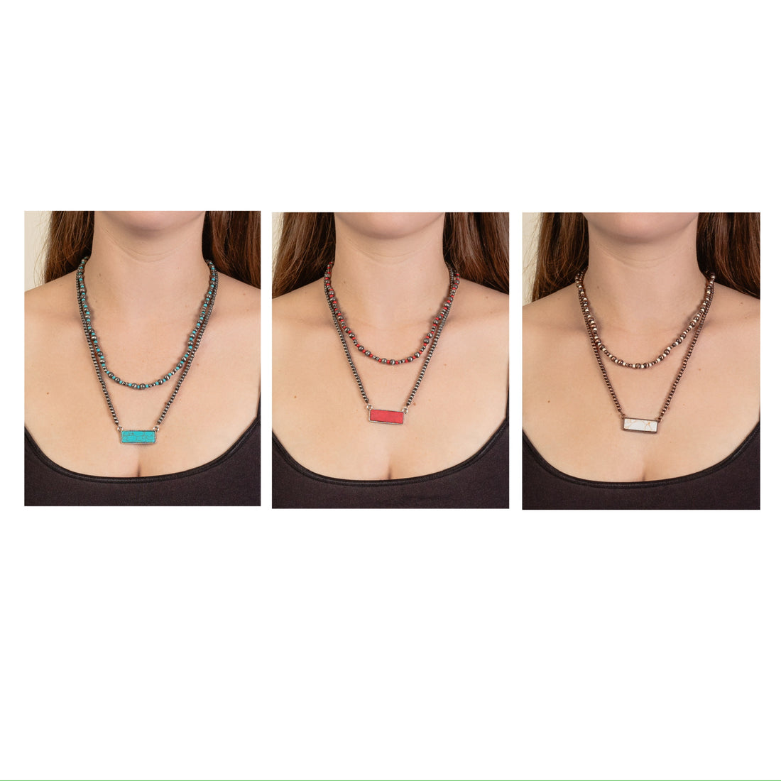 Layered Rectangle Squash Blossom Necklace