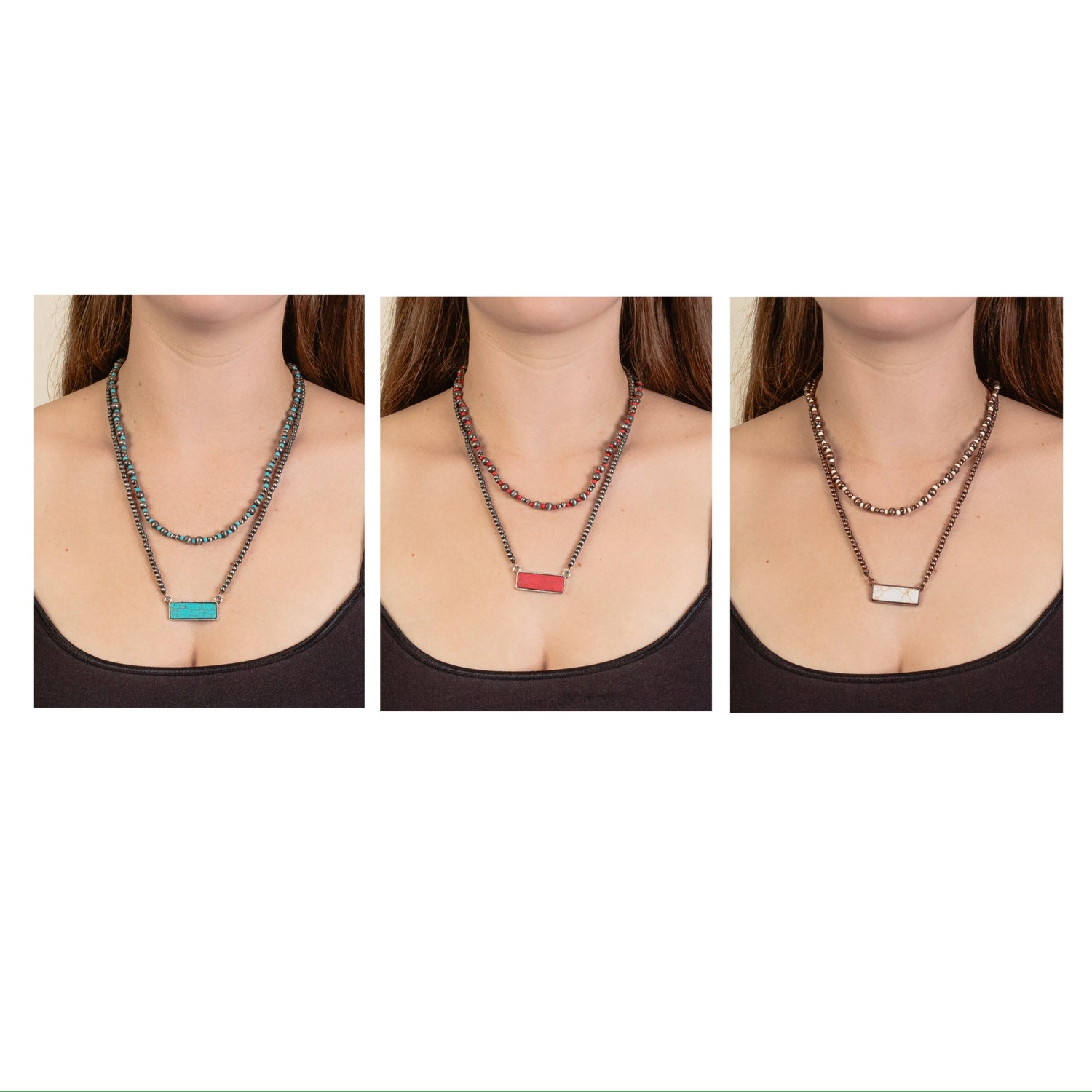 Layered Rectangle Squash Blossom Necklace