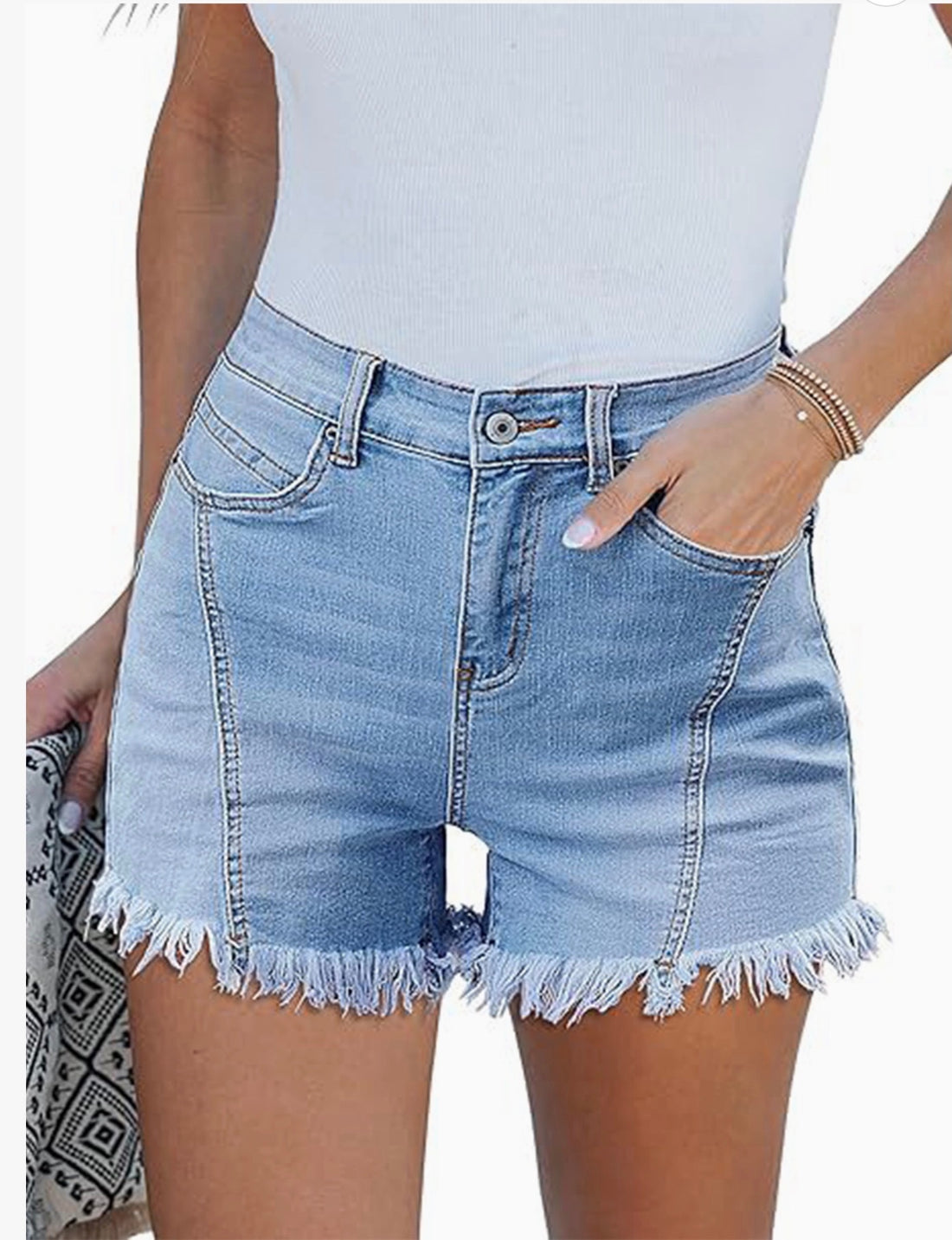 Stretch Slimming Fringed Shorts