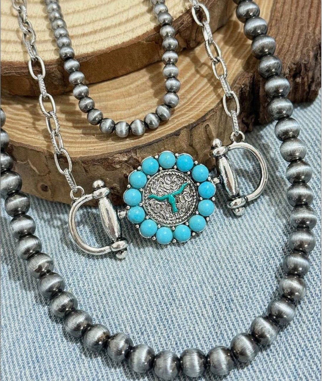 Vintage European Boho Style Horse Bit Layer Necklace Set