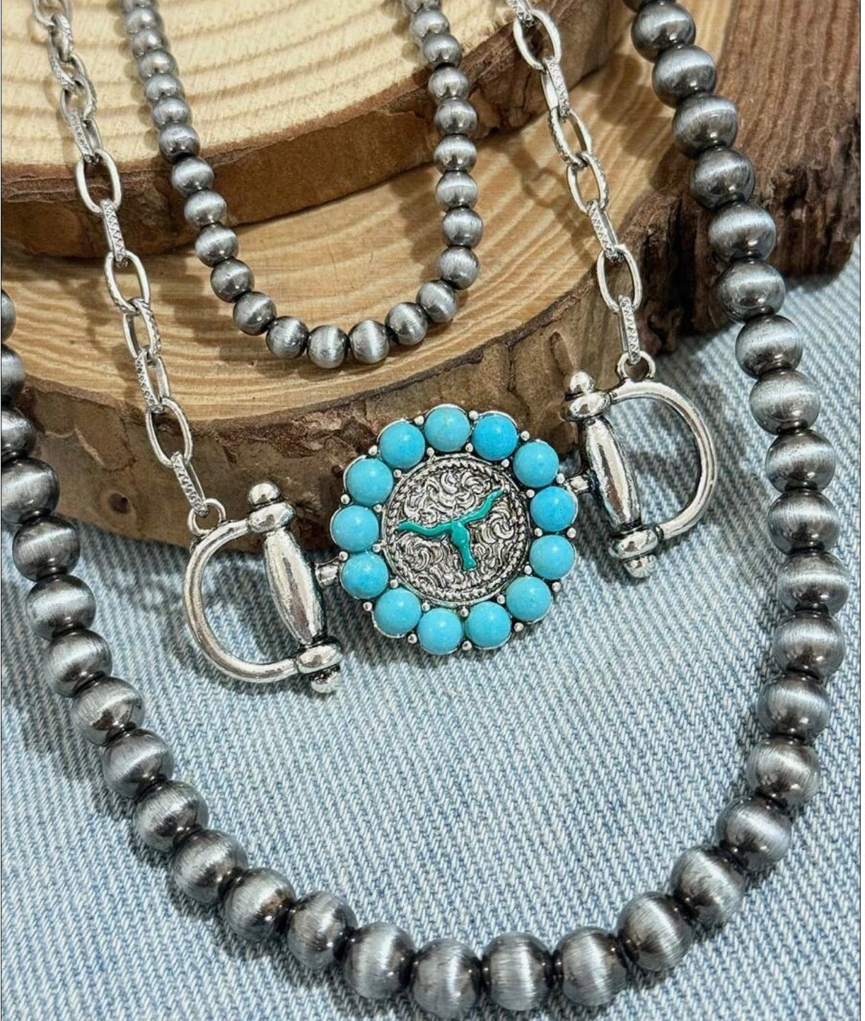 Vintage European Boho Style Horse Bit Layer Necklace Set