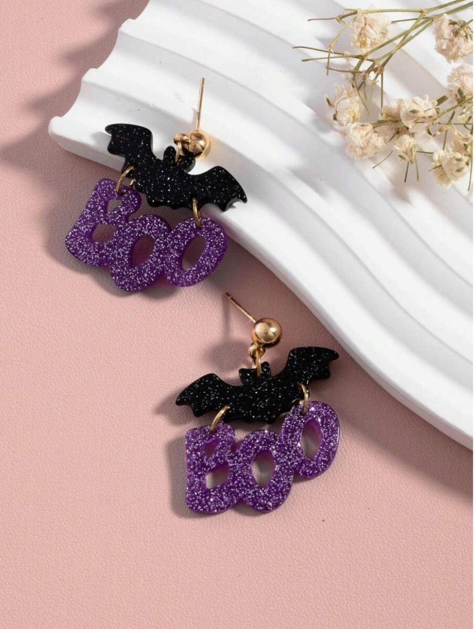 Bat Boo Acrylic Dangle Earrings