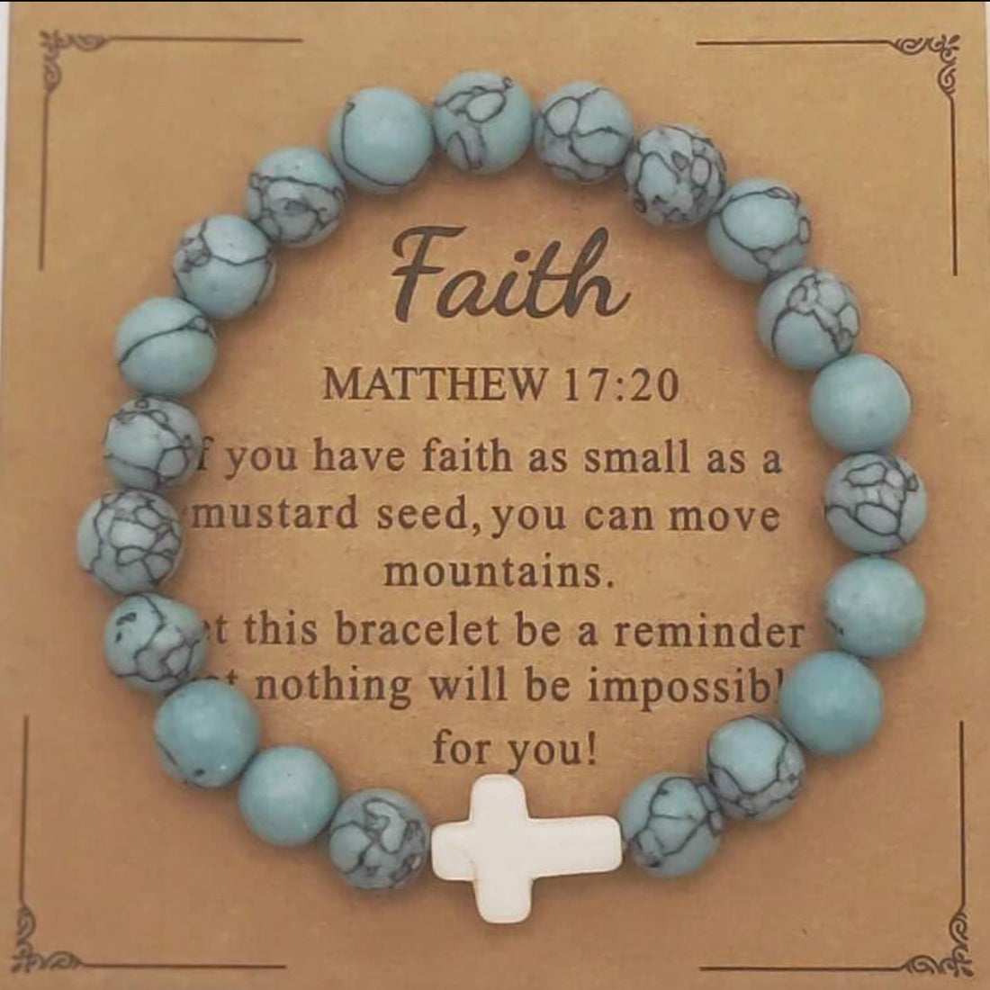 Natural Stone Cross Healing Stretch Bracelet