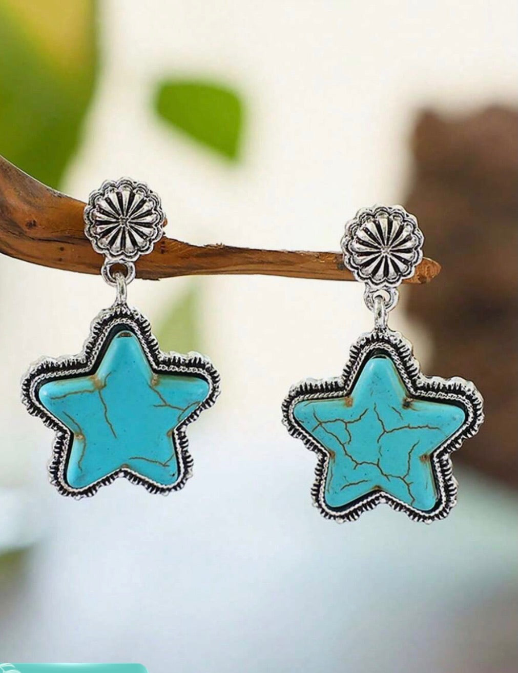 Vintage Style Turquoise Star Dangle Earrings