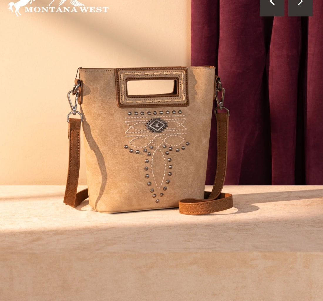 Montana West Cutout Bootstitch Embroidered Top Handle Crossbody Purse