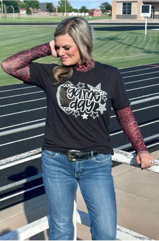 Sideline Spirit Leopard Print Mesh Top