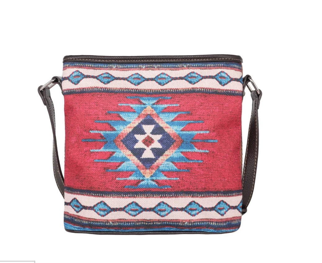 Montana West Red Aztec Canvas Crossbody Purse