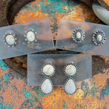 White Hematite Stud Earrings