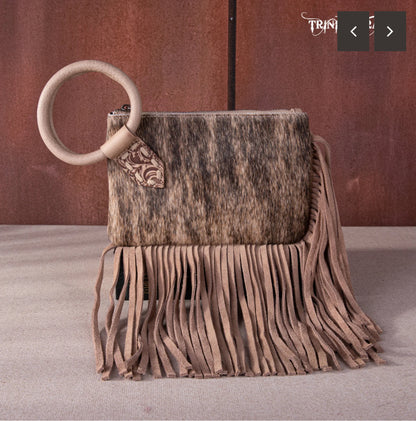 Trinity Ranch Genuine Hair-on Cowhide Wristlet Clutch Purse