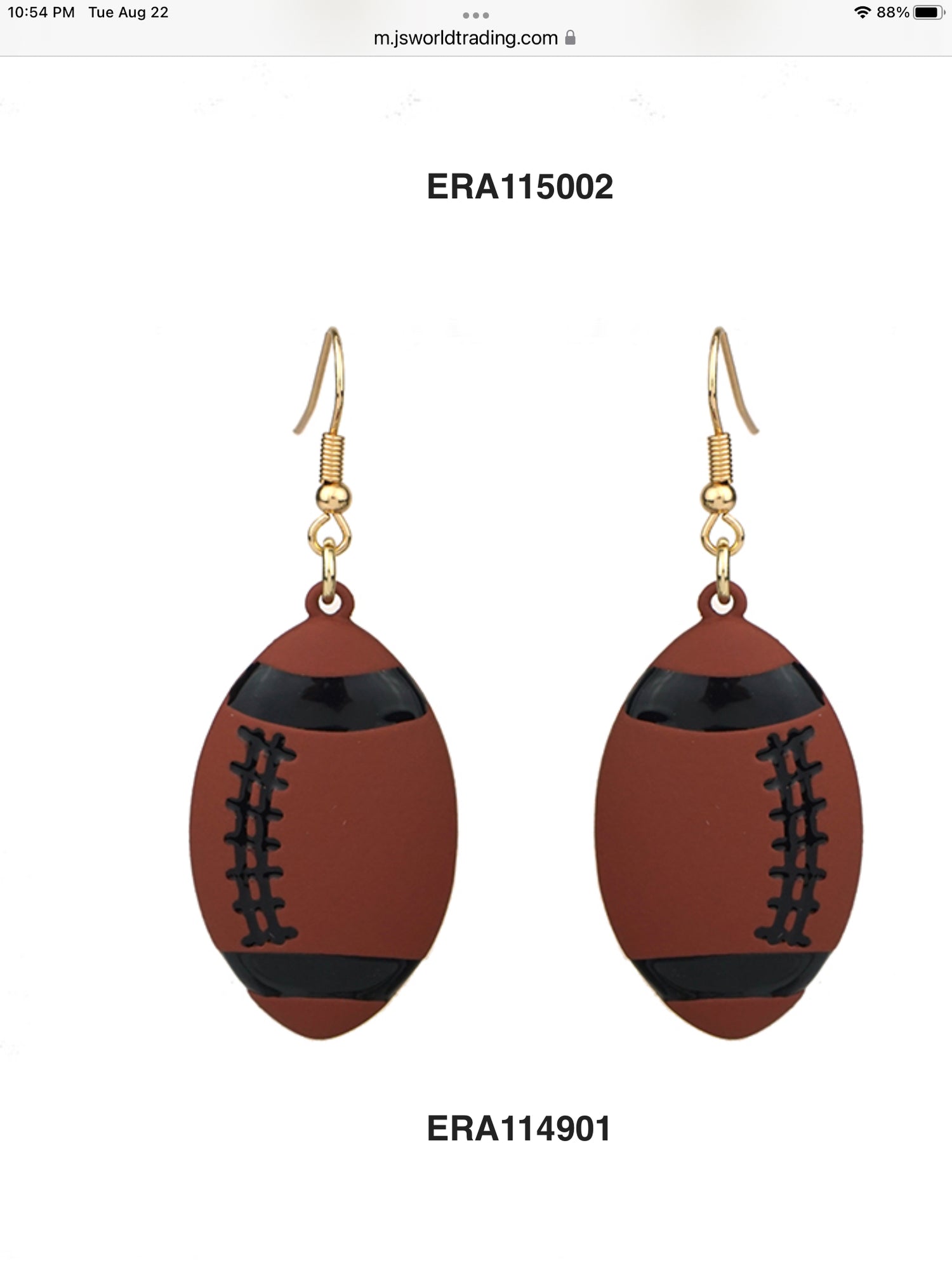 Plastic Football Dangle Earrings