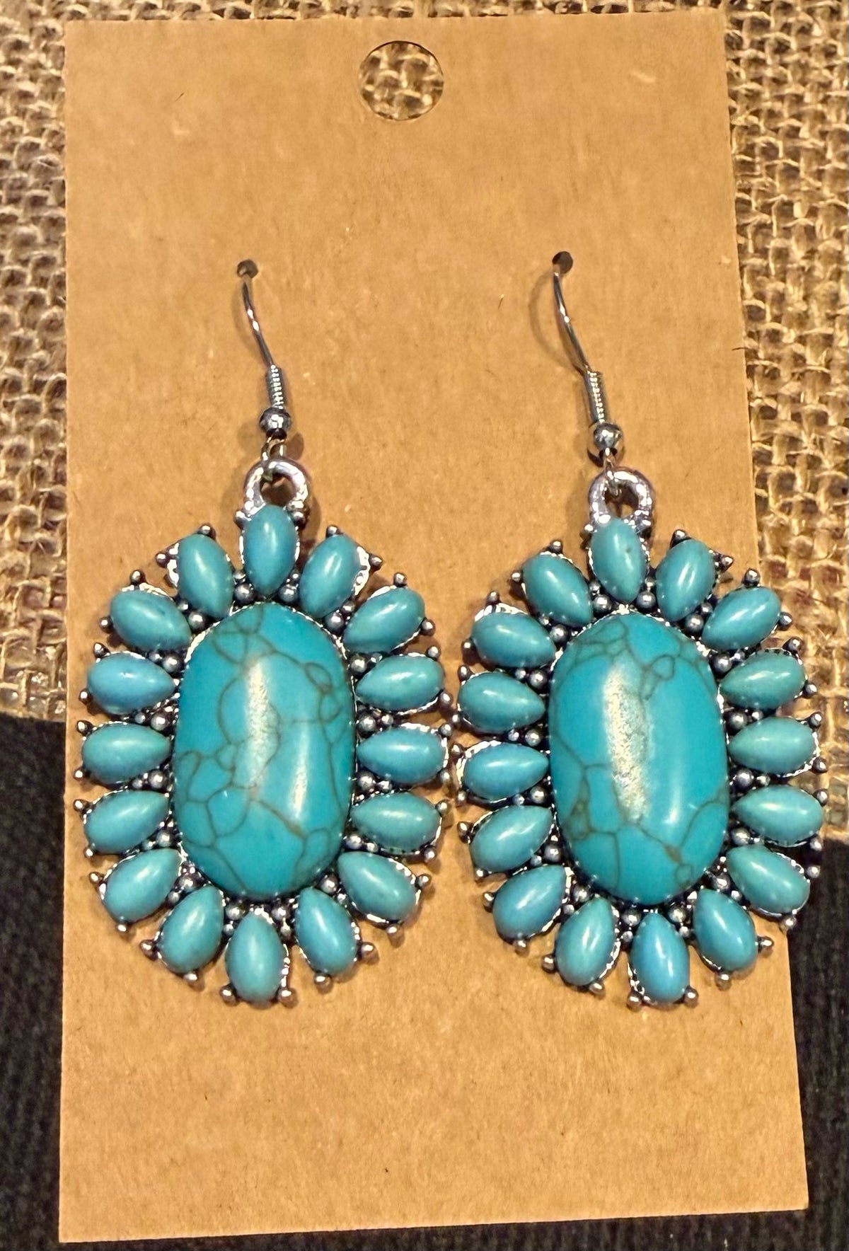 Turquoise Flower Burst Dangle Earrings