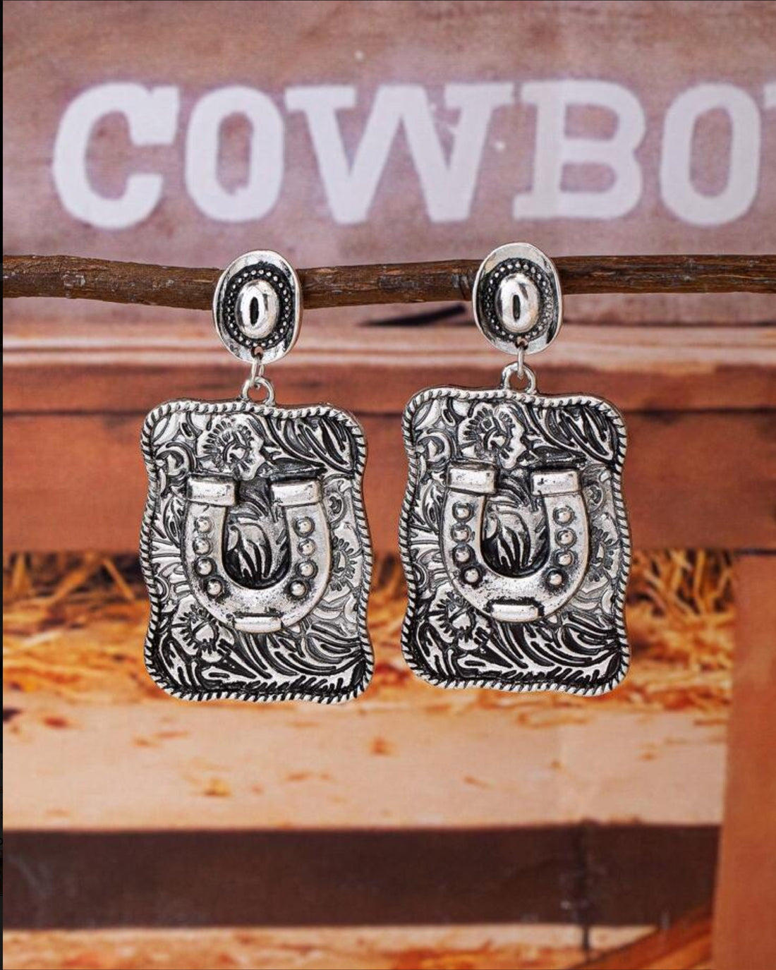 Vintage Retro Horseshoe Dangle Earrings
