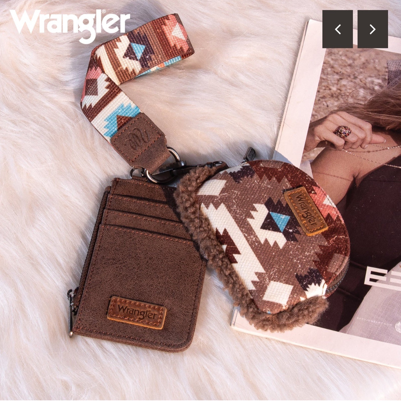 Wrangler Southwestern Art Print Dual Pouch Wristlet