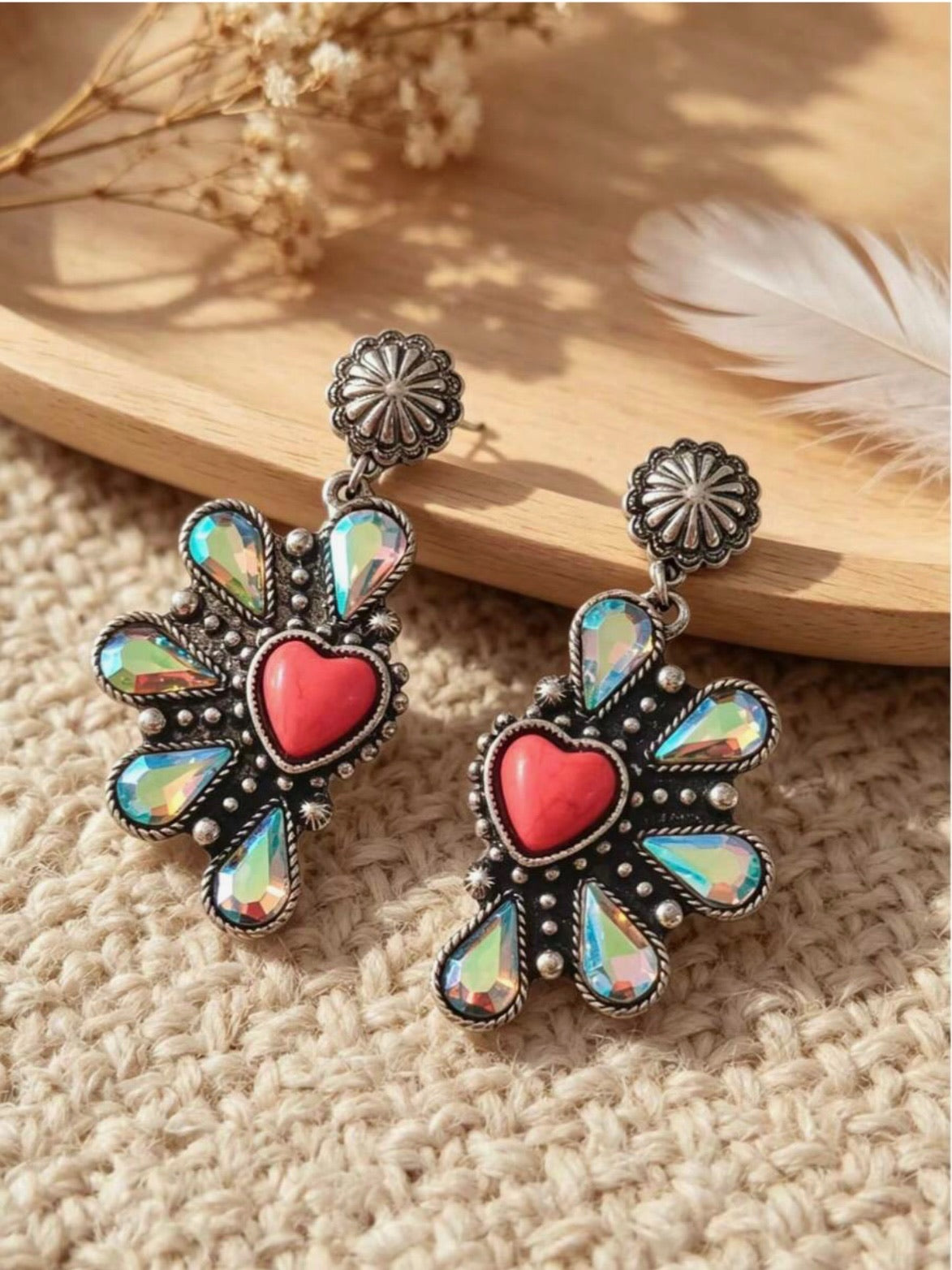 Bohemian Fan Shaped Crystal Dangle Earrings