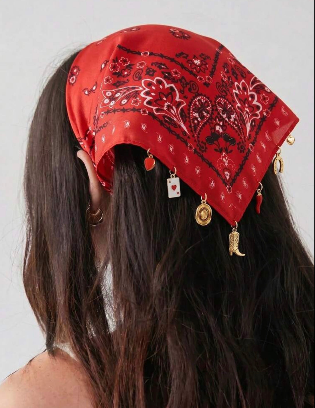 Western Fashion Paisley Print Scarf with Charms