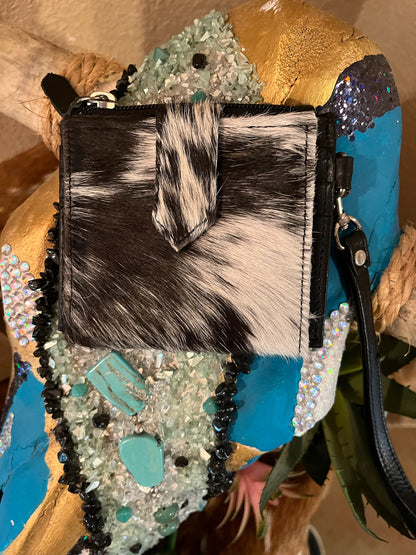 Cowhide &amp; Leather Wristlet Wallet
