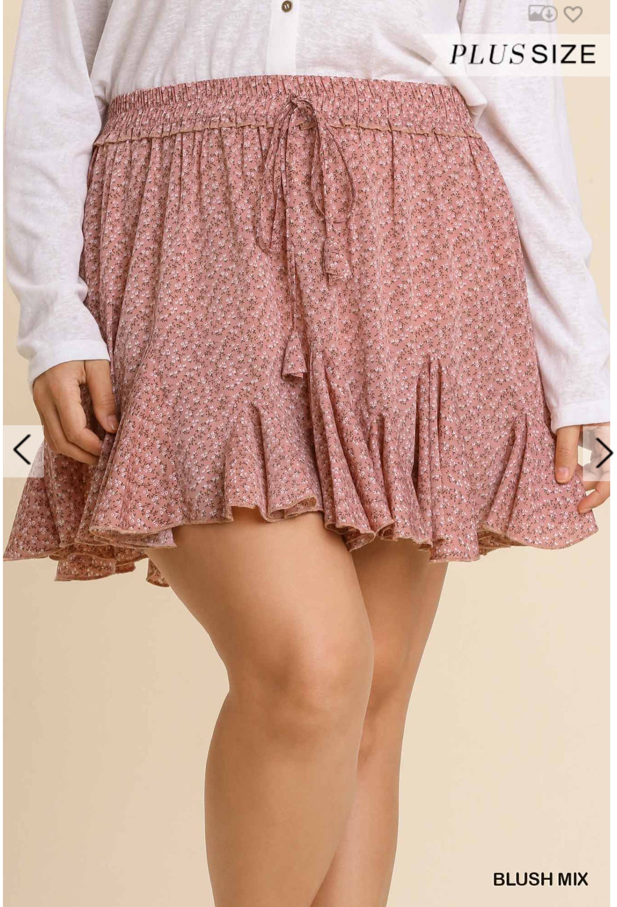 Floral Print Elastic Waist and Drawstring Godet Skirt