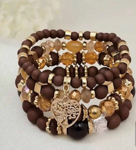 Tree of Life Stacked Stretch Bracelet